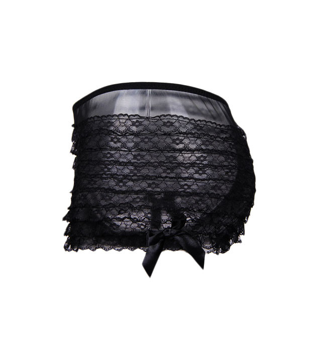 Black Retro Rumba Boyshort Panty with Black Satin Side bows