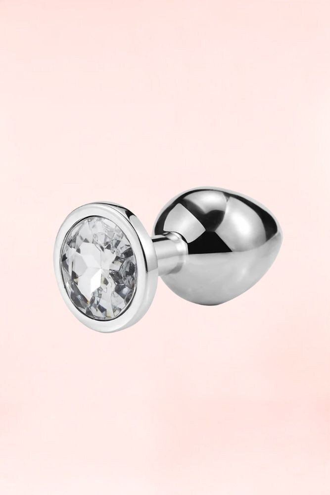 stainelss steel metal butt plug in diamond