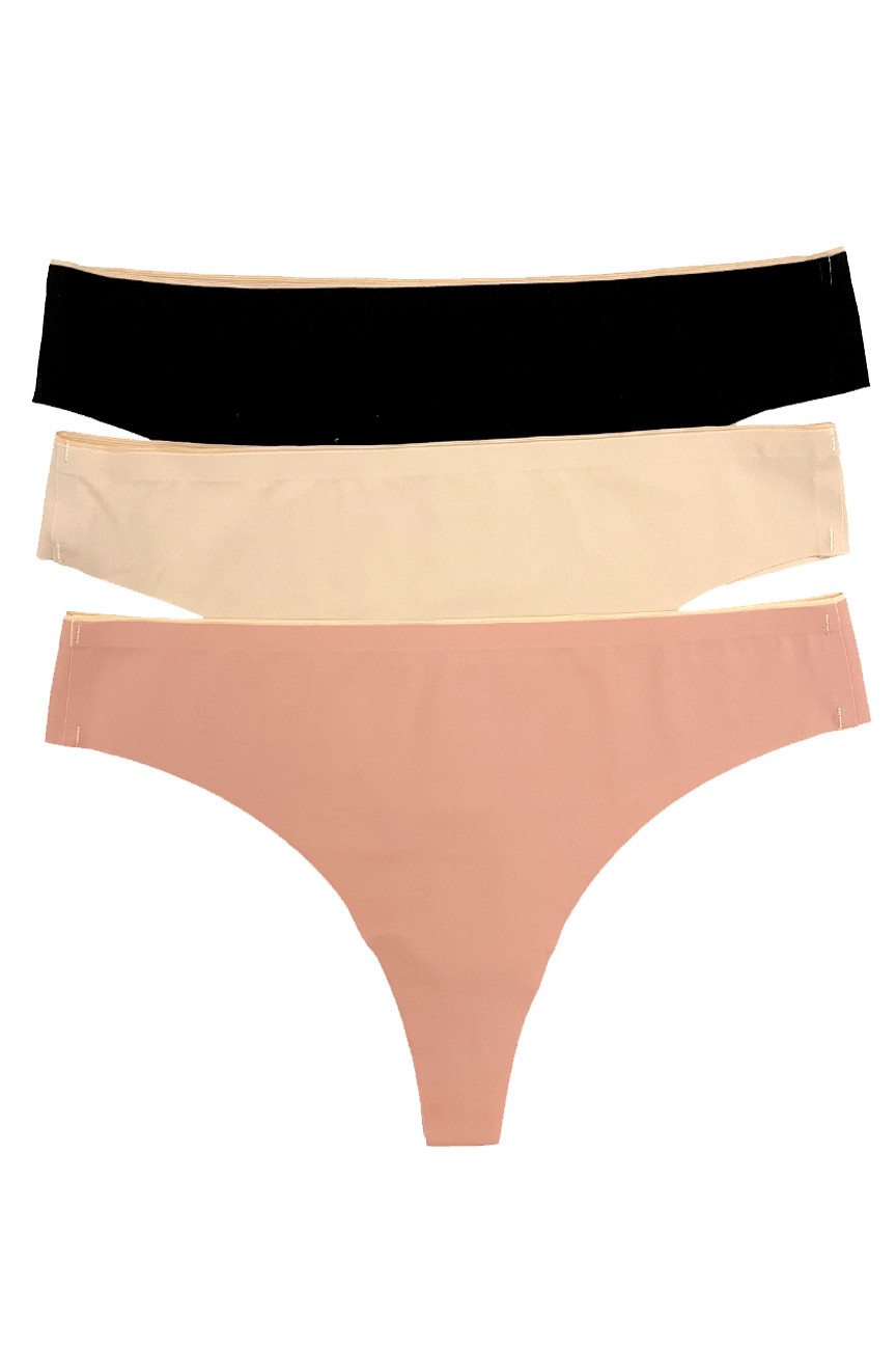 Seamless Laser Cut  Moisture Wicking Lined Barely There Thong 