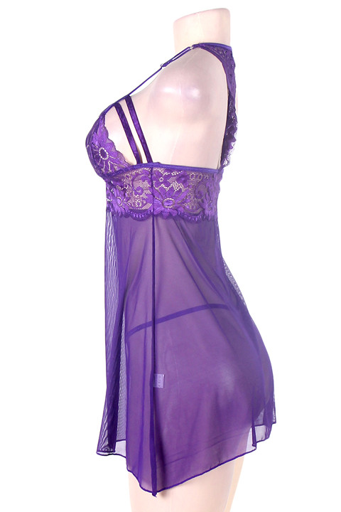 Iddah Purple Lace Racerback Babydoll Plus Size