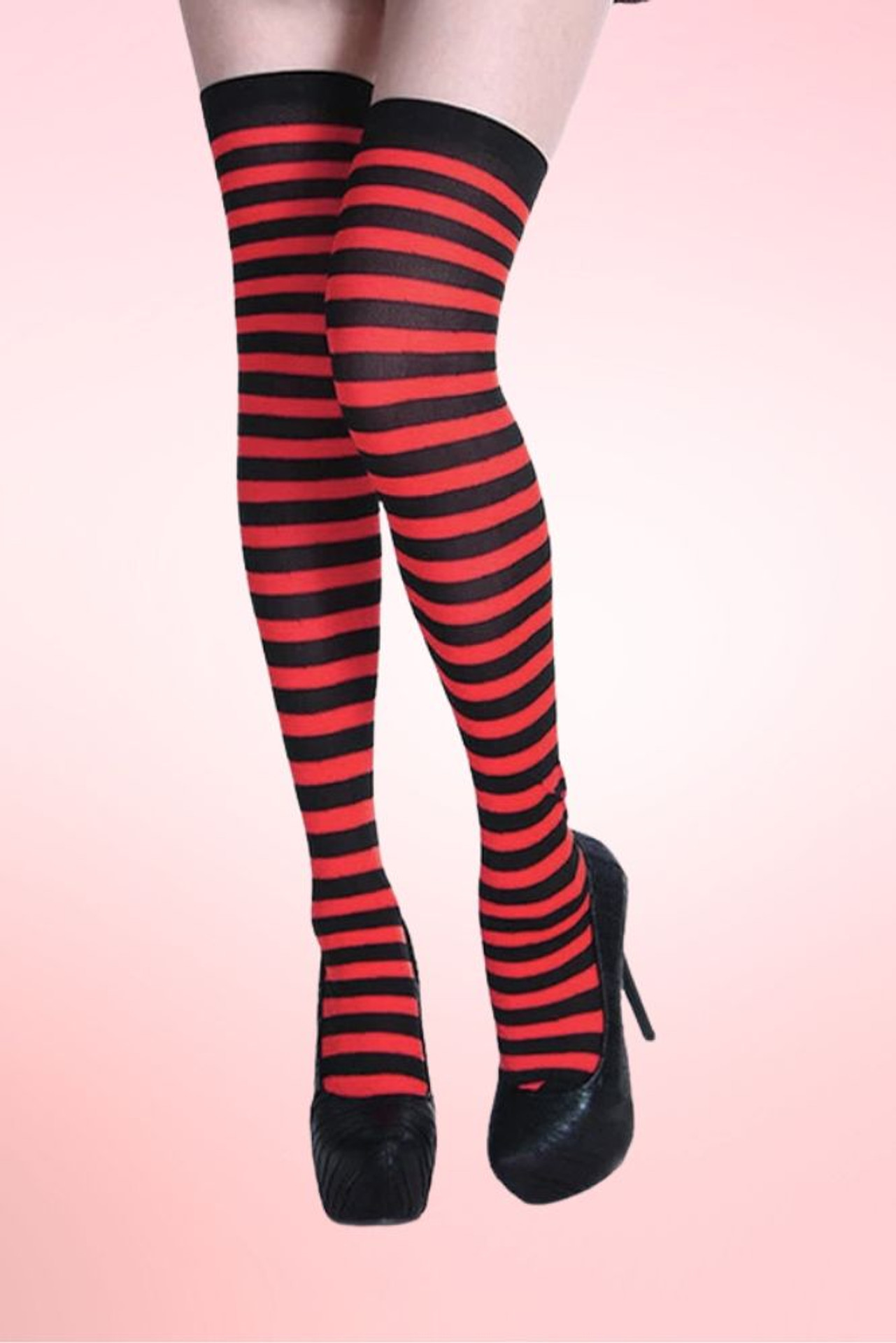 red and black striped knee socks.