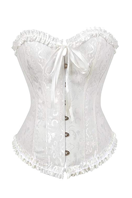 Vintage White Floral Brocade Plus Size Corset Top