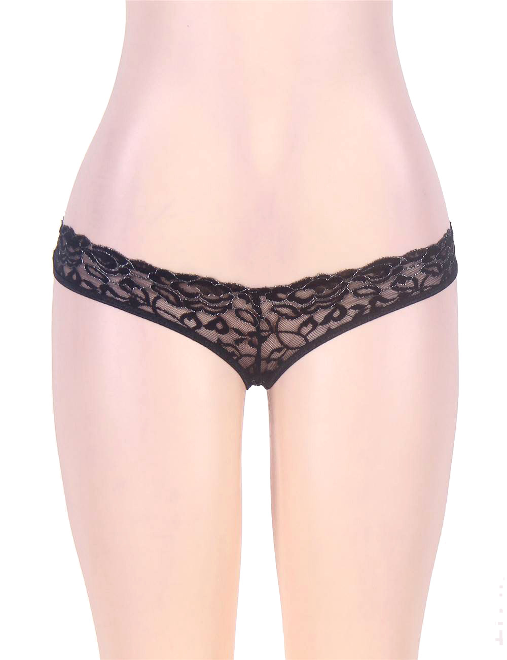 Mae Black Lace Strappy Back Open Crotch Panty