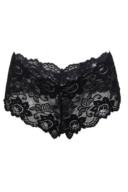 Sexy Black Floral Lace Cheeky Panty