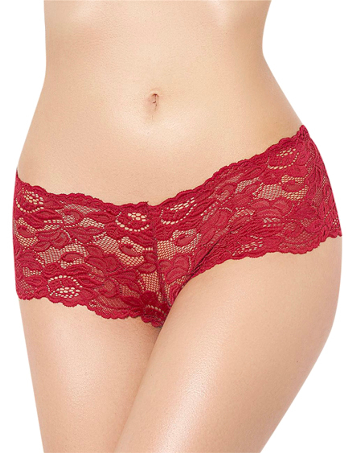 Sexy Red Floral Lace Cheeky Panty Plus Size