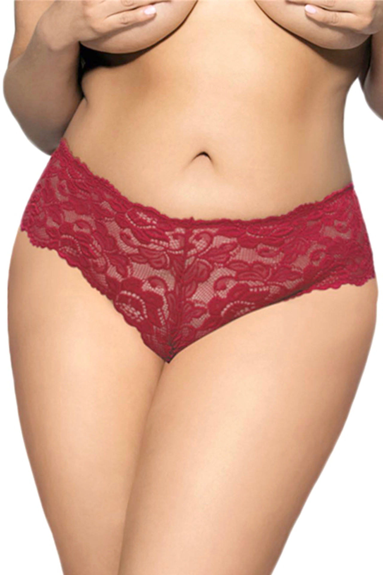 plus size red lace panties