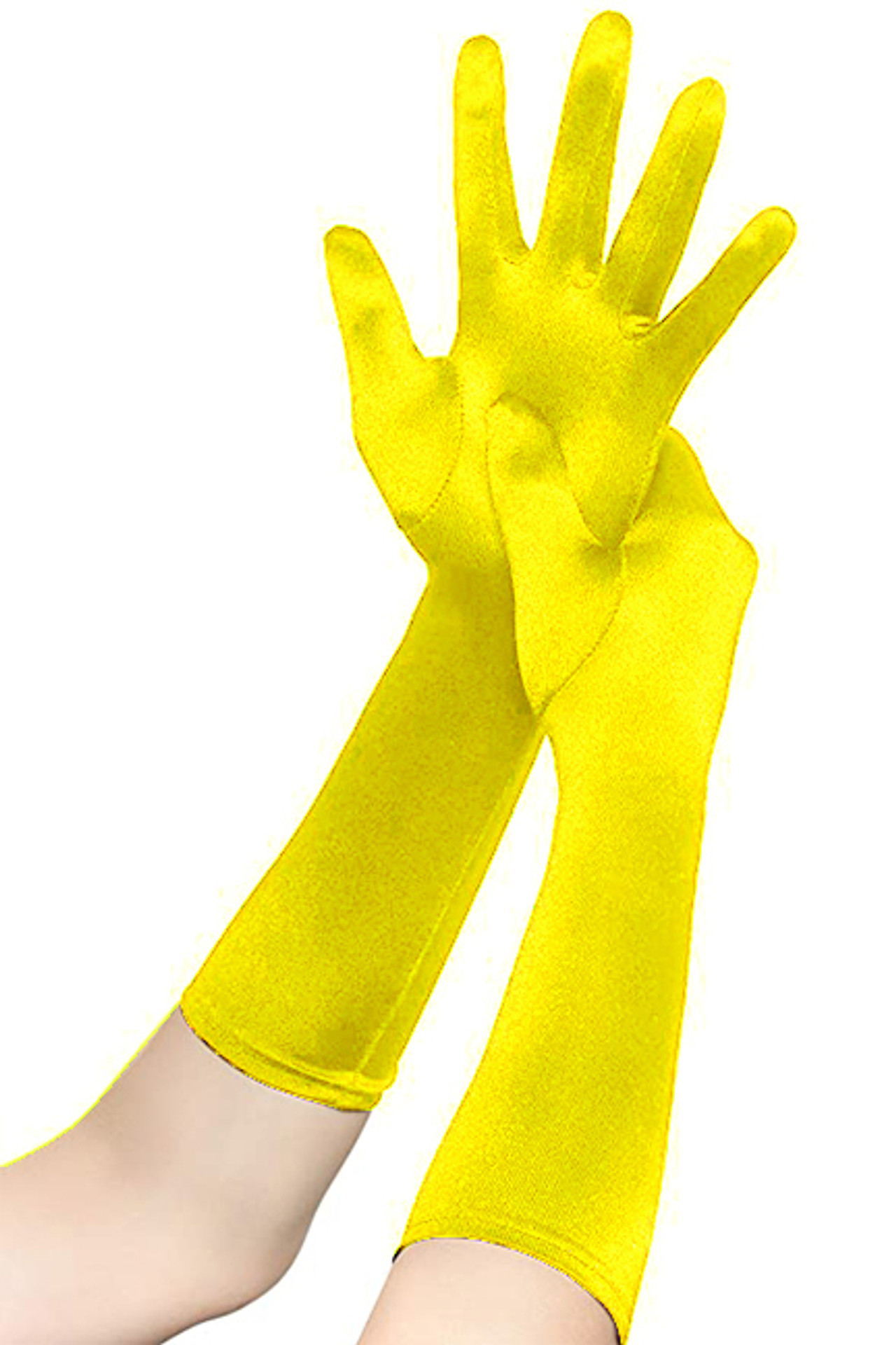 long yellow satin gloves