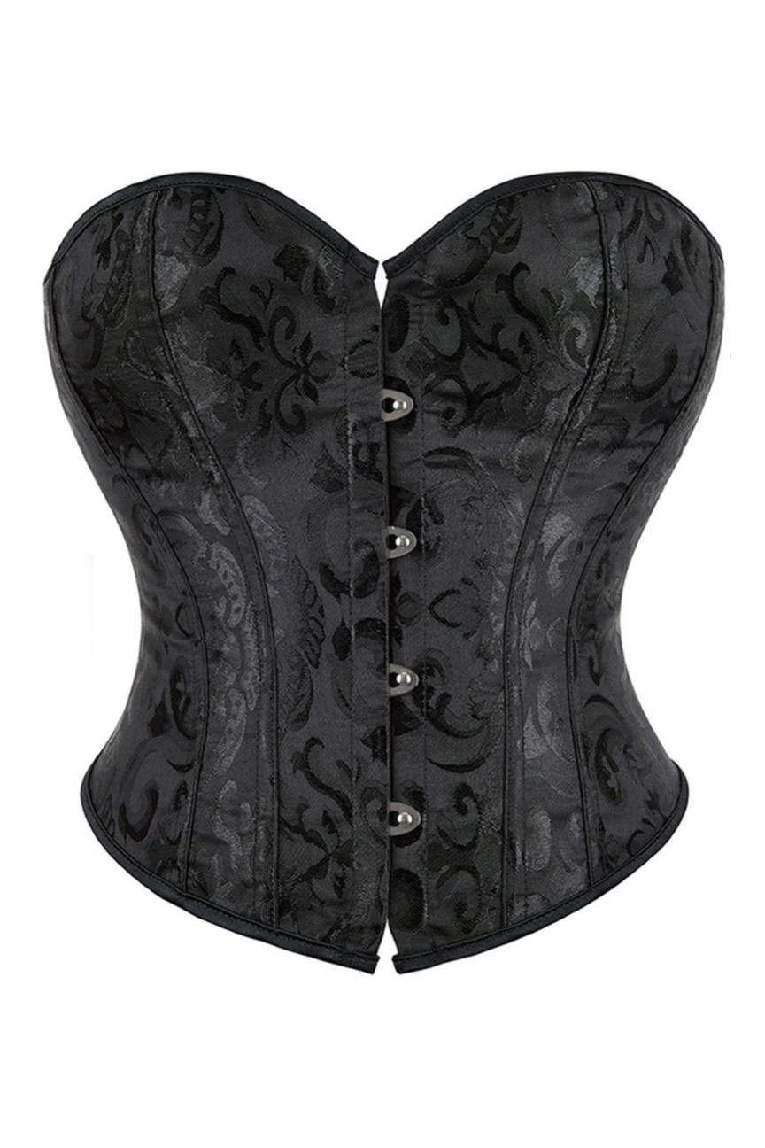 Black Jacquard Sweetheart Short Torso Boned Overbust Corset