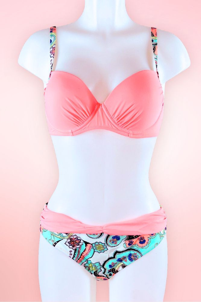 Coralina Pink Paisley Print Push-up 2 Piece Swimsuit