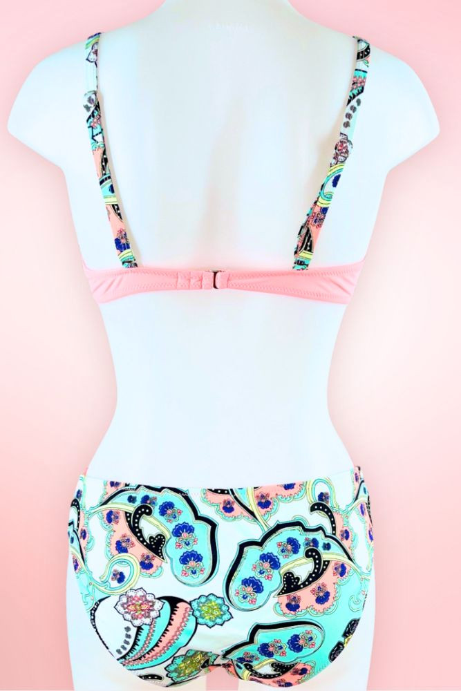 Coralina Pink Paisley Print Push-up 2 Piece Swimsuit