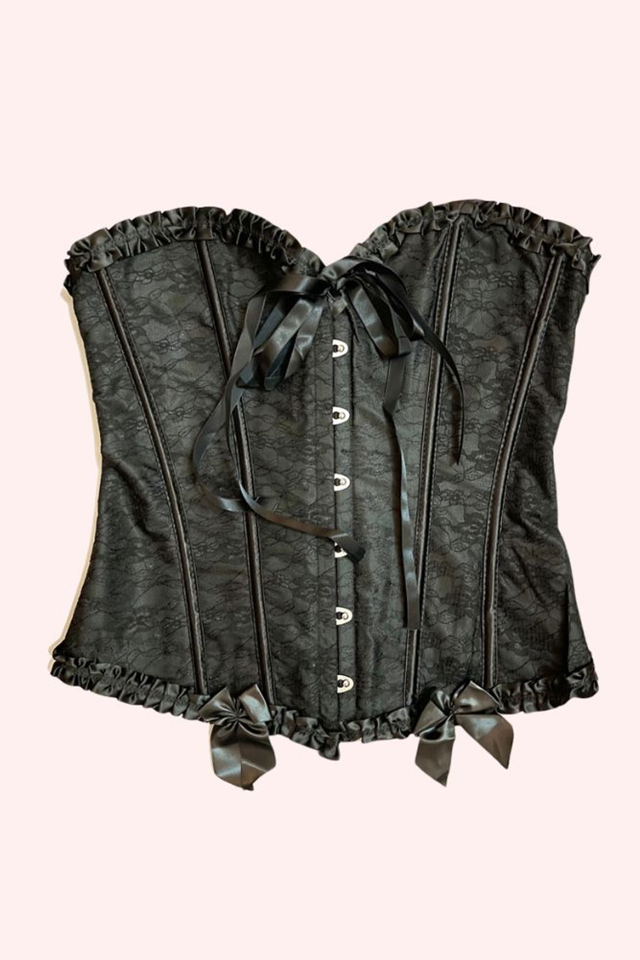 Black Lace Burlesque Bustier Boned Corset Top