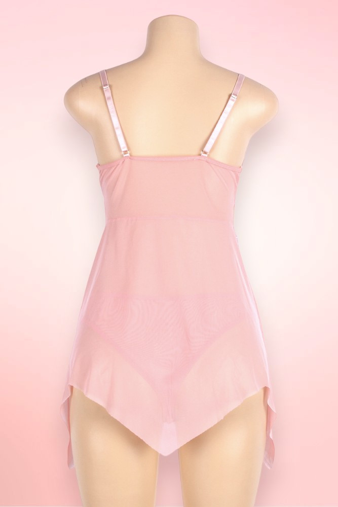 Fernie Pastel Peach Plus Size Asymmetric Classic Fairy Babydoll
