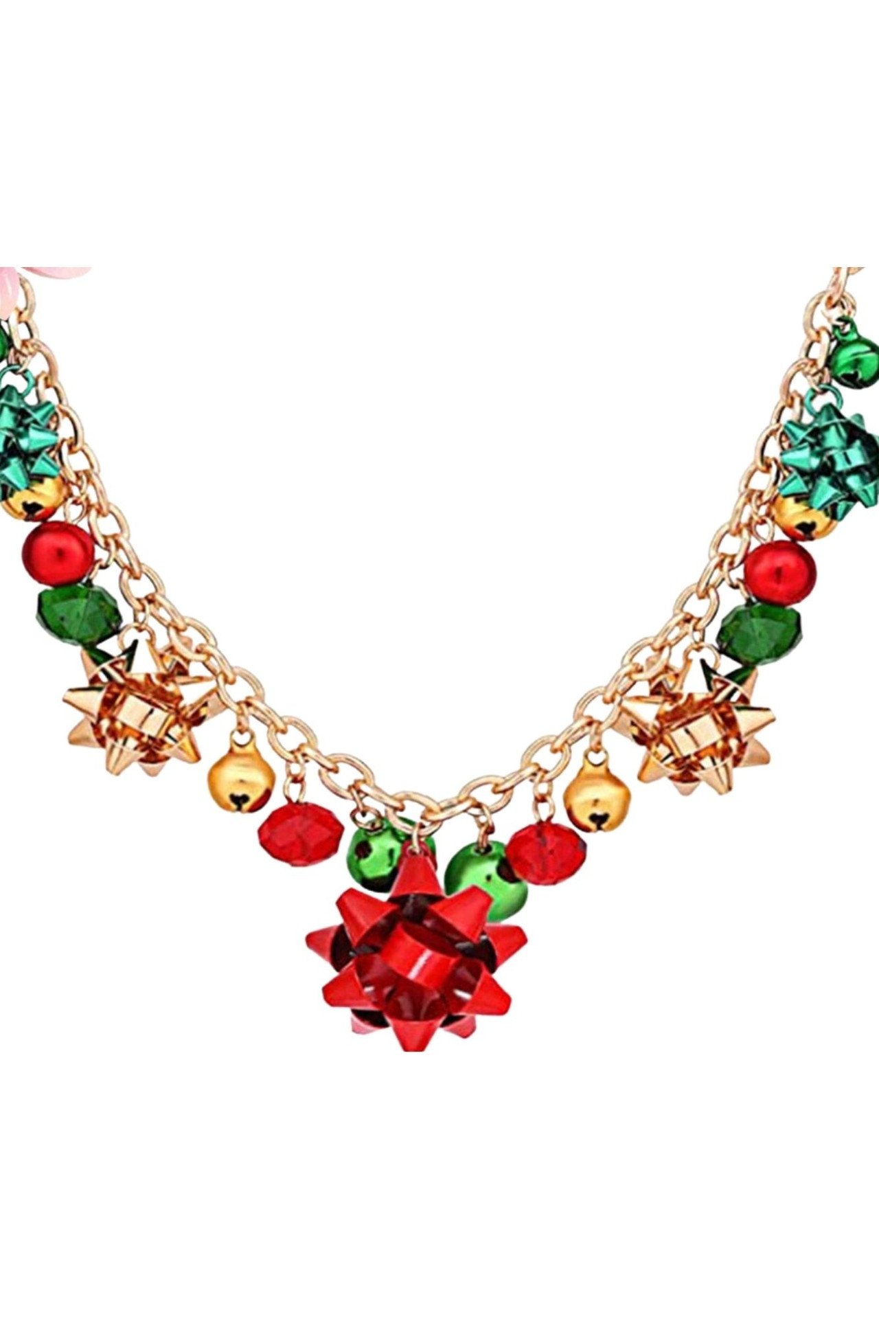 Gift Bow Jingle Bells Necklace