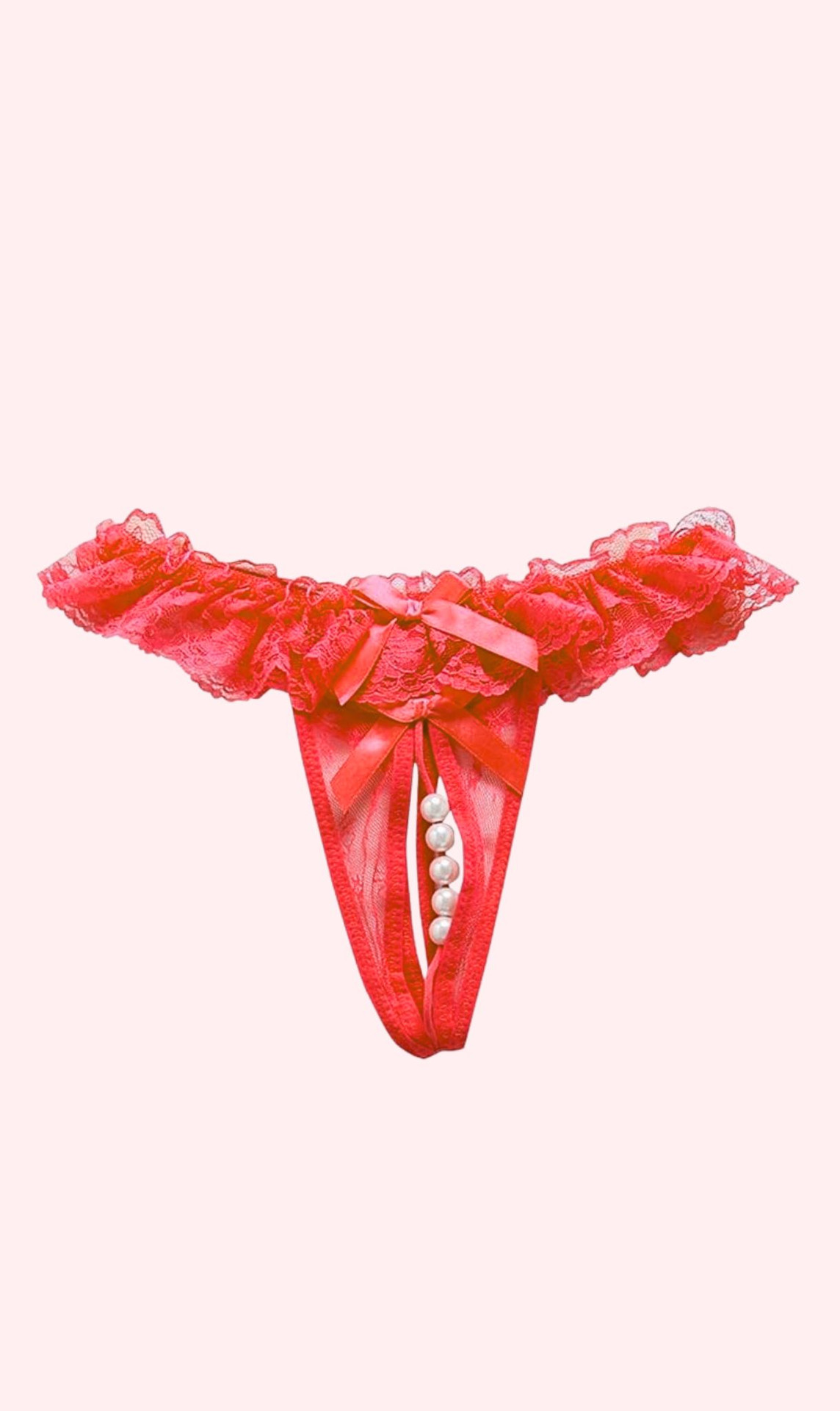 red crotchless thong with pearl.