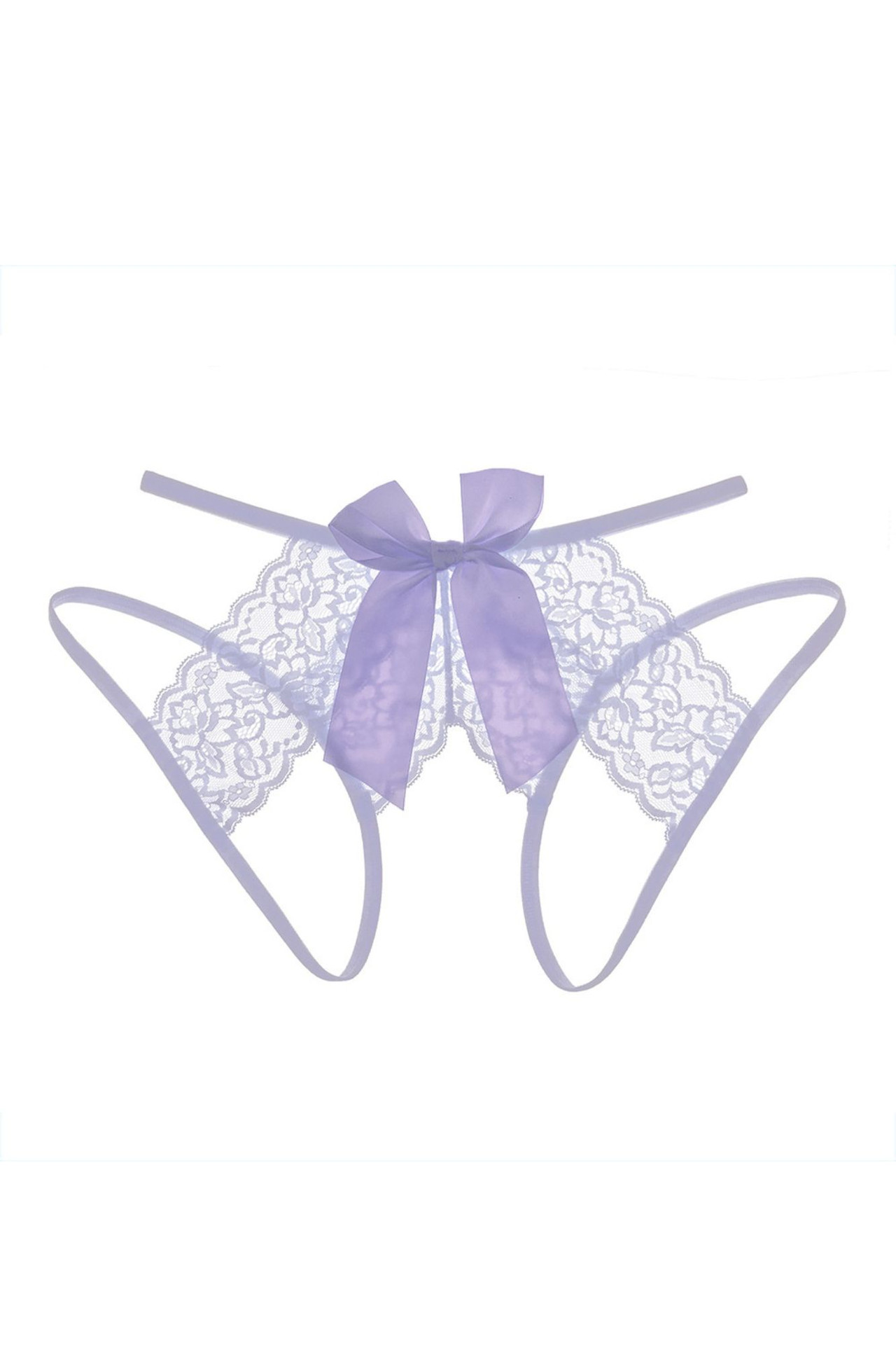 Crotchless Lace Bow Thong Panty 