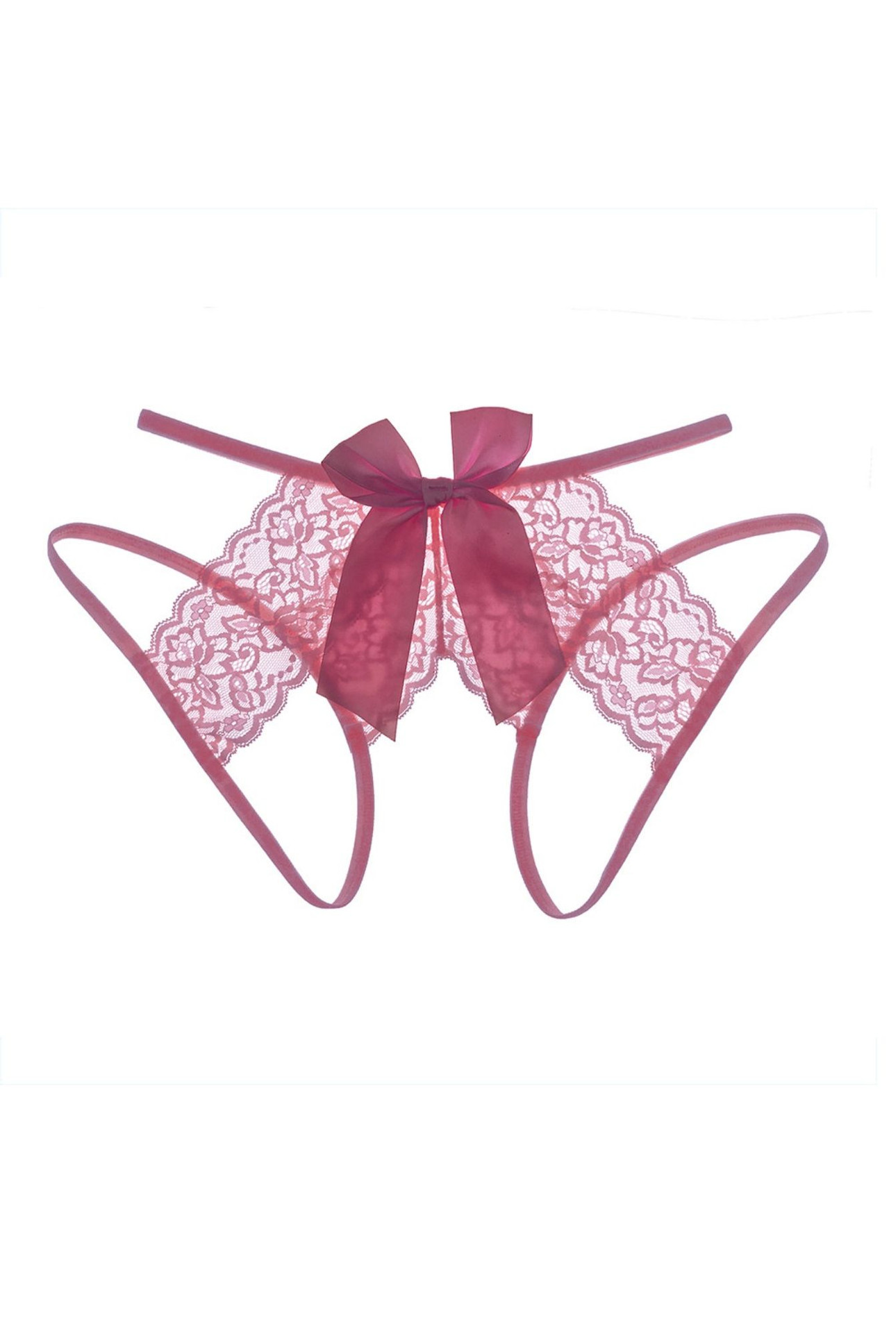 Crotchless Lace Bow Thong Panty 