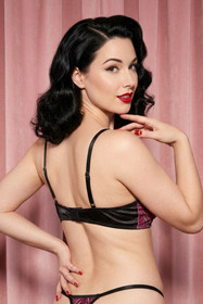 Camilla Black Pink Lace Satin Bra and Thong Set