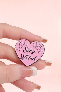 Stay Weird Pink Heart Gothic Enamel Pin Lapel Brooch Stay Weird Pink Heart Gothic Enamel Pin Lapel Brooch