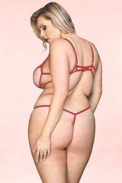 Nora red Cupless Plus Size Lingerie Bra Set Nora red Cupless Plus Size Lingerie Bra Set