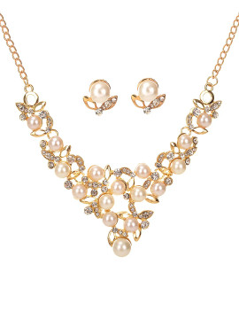 Vintage Style Faux Pearl Choker Necklace & Earrings Set Vintage Style Faux Pearl Choker Necklace & Earrings Set