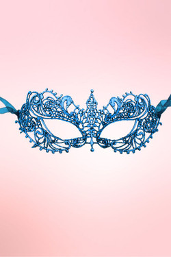 Natalie Metallic Blue Lace Mask. Natalie Metallic Blue Lace Mask.