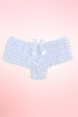 White Retro Rumba Ruffle Plus Size Boyshort Panty