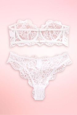 Tia White Lace strapless Bra and Panty Lingerie Set
