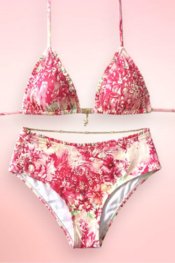 Tahiti Red Cream Two Piece Swimsuit.