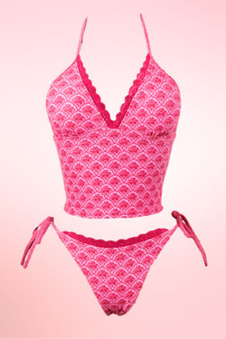 Kahala Pink Tankini Tie Side Two Piece Swimsuit