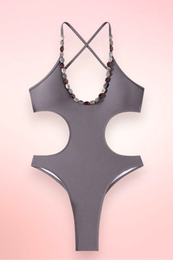 Siargao Brown Halter One Piece Swimsuit