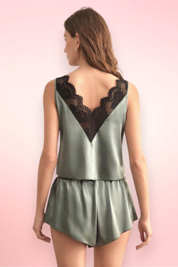 Amalia Satin Gray Pajama Shorts Lingerie Set