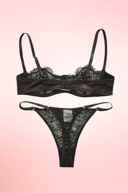 Lulu Black Lace Bra and Panty Set
