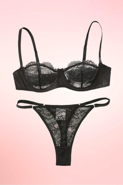 Lulu Black Lace Bra and Panty Set