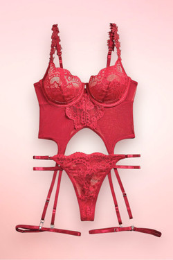 Andrea Red Lace Corset with Garter
