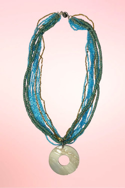 Solstice mother of pearl beaded necklace.