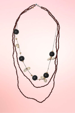 Reef Wood Shell  Multi layer Beaded Necklace.