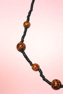 Jungle Siren Leopard Print Station Chain Retro Pin-Up Necklace