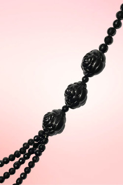Midnight Rose Black Multi-Strand Vintage Necklace