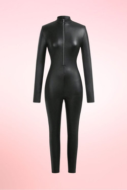 Agatha Faux Leather Bondage Catsuit 