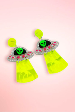 Fluorescent UFO alien Earrings
