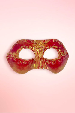 Red Gold Vintage Handmade Art Venetian Masquerade Mask