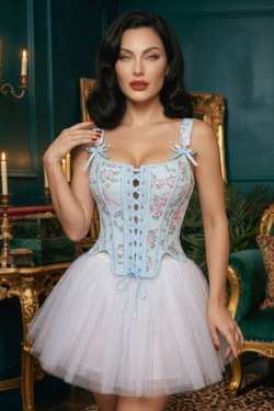Marie Antoinette Blue Floral Corset Top