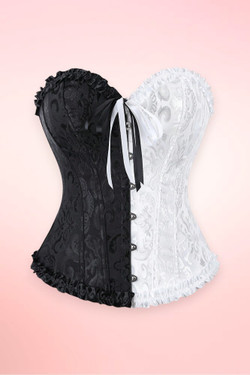 Doris Black and White 2 Tone Jacquard Corset Top