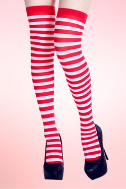 Sexy Santa Christmas Red White Stripes Holiday Over the Knee High Socks Sexy Santa Christmas Red White Stripes Holiday Over the Knee High Socks