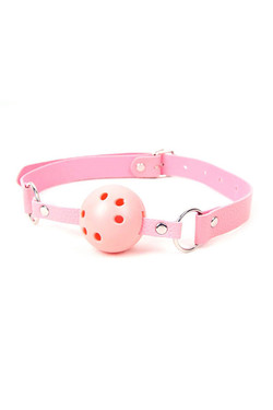 Pink Breathable Ball Gag with Faux Leather Strap Pink Breathable Ball Gag with Faux Leather Strap