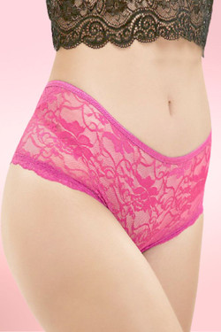 Pink lace open crotch panty. Pink lace open crotch panty.