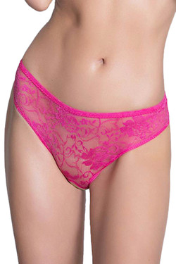 Joy Pink Ruffle Back Open Crotch Lace Hipster Panty