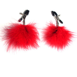 Red Marabou Adjustable Nipple Clamps