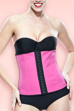 pink latex waist trainer corset.