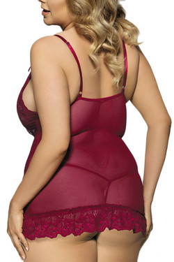 Julia Maroon Floral Lace Chemise Lingerie Plus Size Julia Maroon Floral Lace Chemise Lingerie Plus Size